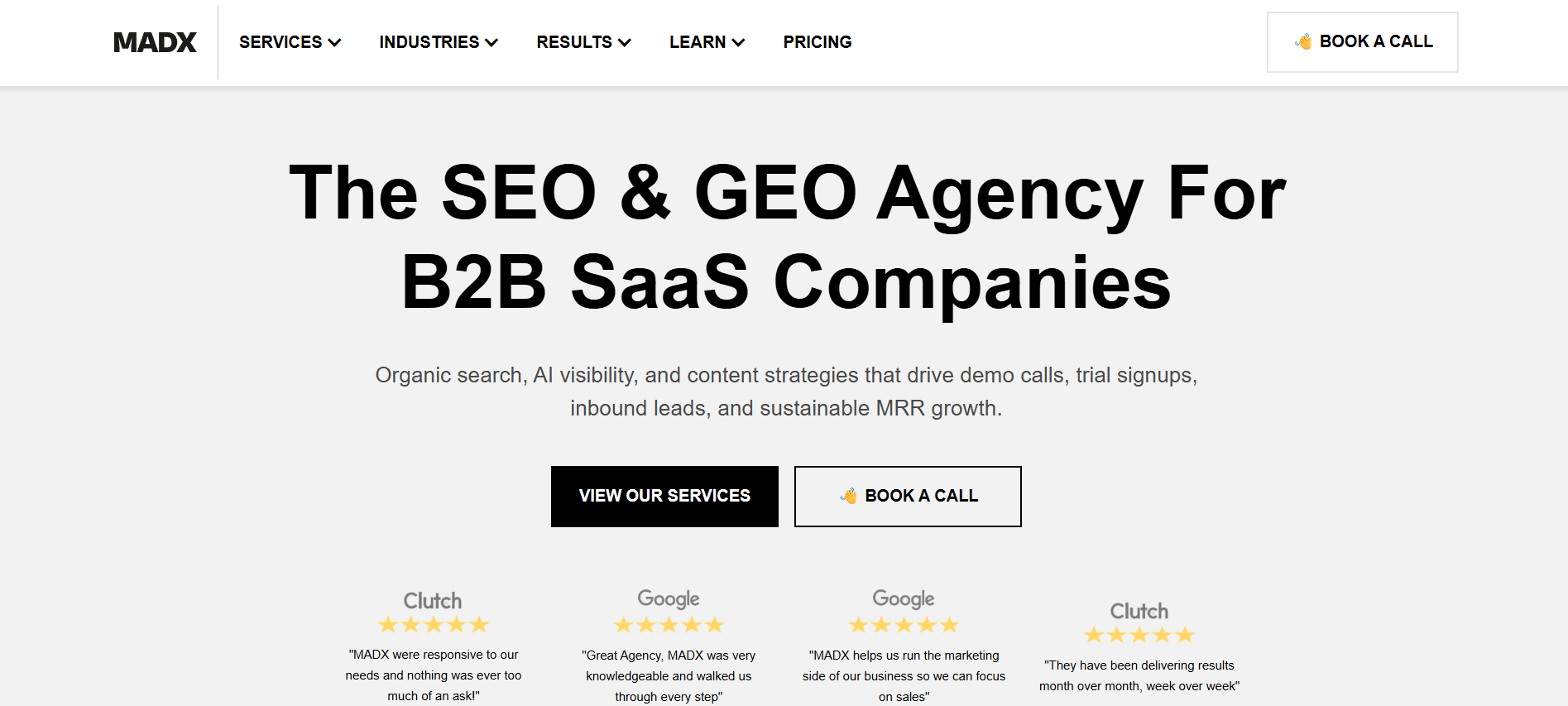 MADX website homepage